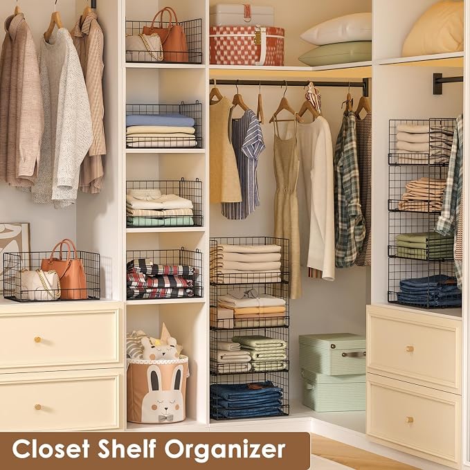4-Tier Stackable Closet Organizers and Storage Shelves, Clothes Shelf Organizer - Image 6