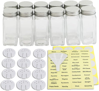 Simple Houseware Spice Jars 4 Ounce Square Bottles w/label, 12 Pack - Image 2