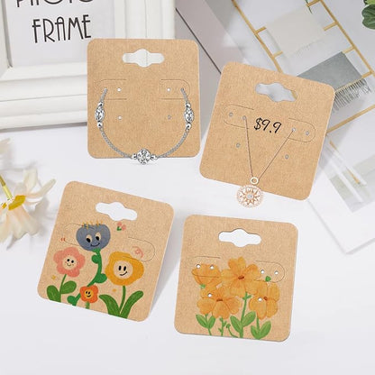 joycraft 100Pcs Earring Display Holder Cards, 2 Inch Brown Earring Hanging Cards - Image 7