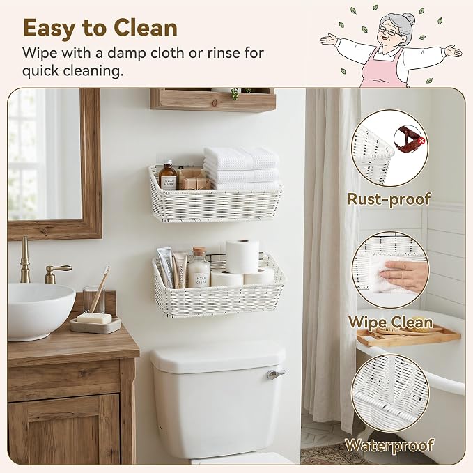 GRANNY SAYS Wicker Hanging Basket, 2 Pack Storage Baskets - Image 4