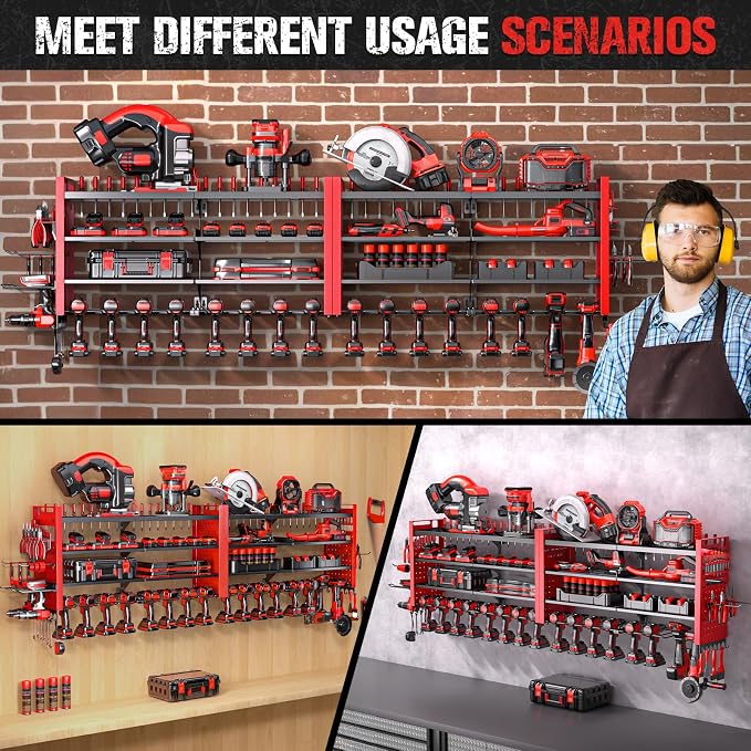 66" W Super Large Power Tool Organizer Wall Mount, Heavy Duty Cordless Tool - Image 5