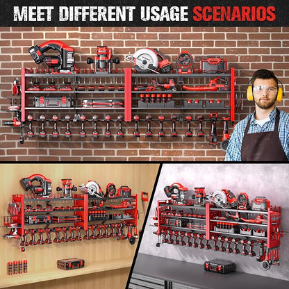 66" W Super Large Power Tool Organizer Wall Mount, Heavy Duty Cordless Tool - Image 5