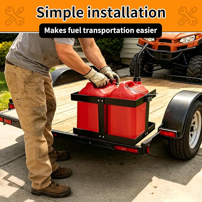 Fuel Jug Holder Gas Can Rack for Trailer, 5 Reinforced Supports Fits Two 5 - Image 5