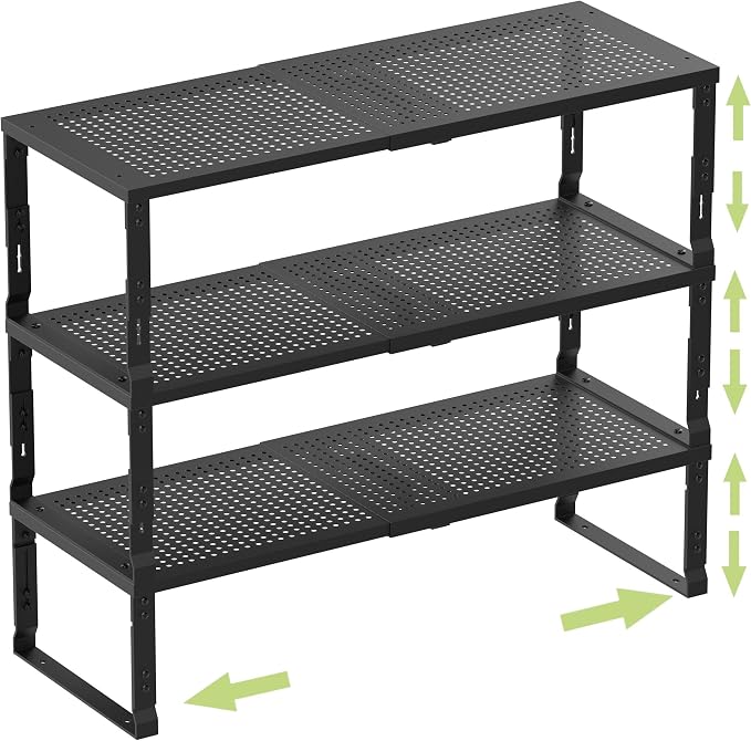 Heavy-Duty Adjustable Metal Shelf Organizer by Unknown