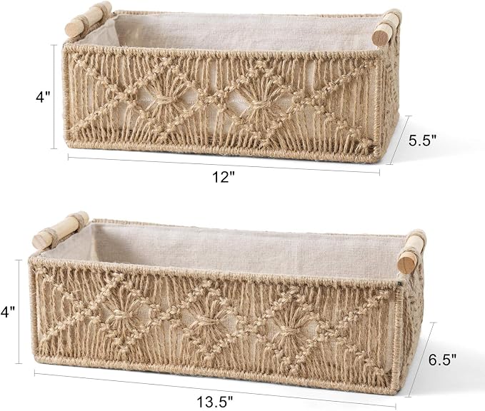 Mkono Macrame Storage Baskets Boho Decor Box Handmade Woven Decorative - Image 7