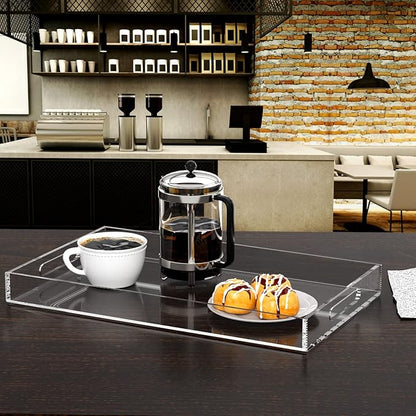NIUBEE Acrylic Serving Tray 12x20 Inches -Spill Proof- Clear Decorative Tray - Image 5