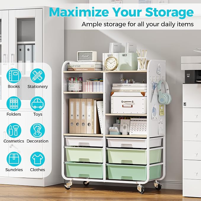APEXCHASER 6 Drawers Rolling Storage Cabinet - Image 5