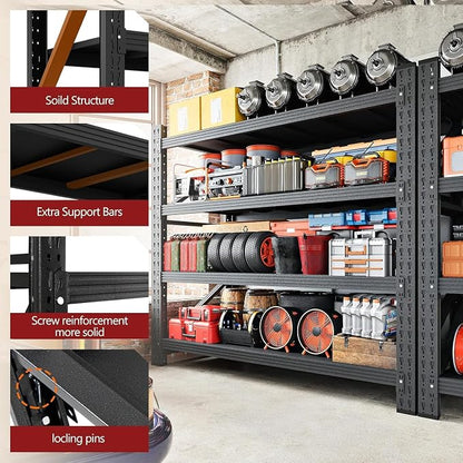 48" W Storage Shelves, 3000LBS Garage Shelving Heavy Duty Metal Adjustable - Image 6