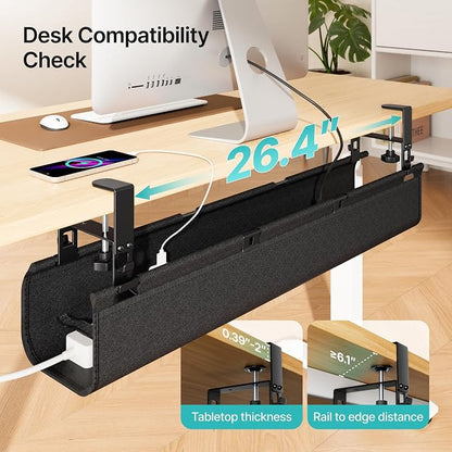 PEGZONE No Drill Under Desk Cable Management Tray, 31.5" Cord Management Under - Image 3