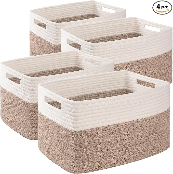 4 Pack Storage Baskets for Organizing, Woven Baskets for Shelves by SIXDOVE