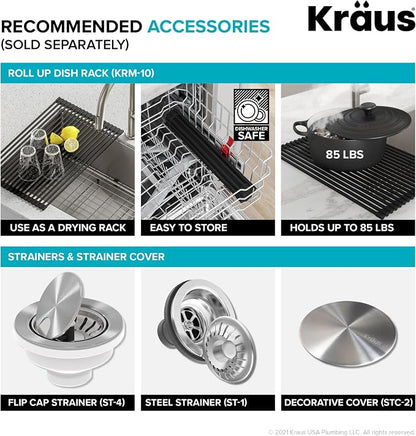 KRAUS Dex 25-inch Undermount 16 Gauge Stainless Steel Single Bowl ADA Kitchen - Image 10