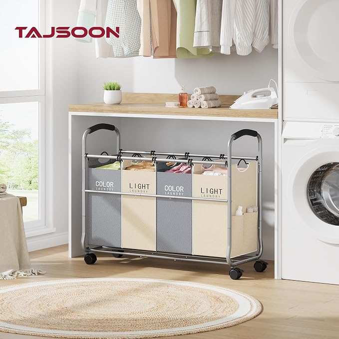Tajsoon Laundry Sorter 4 Sections, Laundry Separator Hamper - Image 2