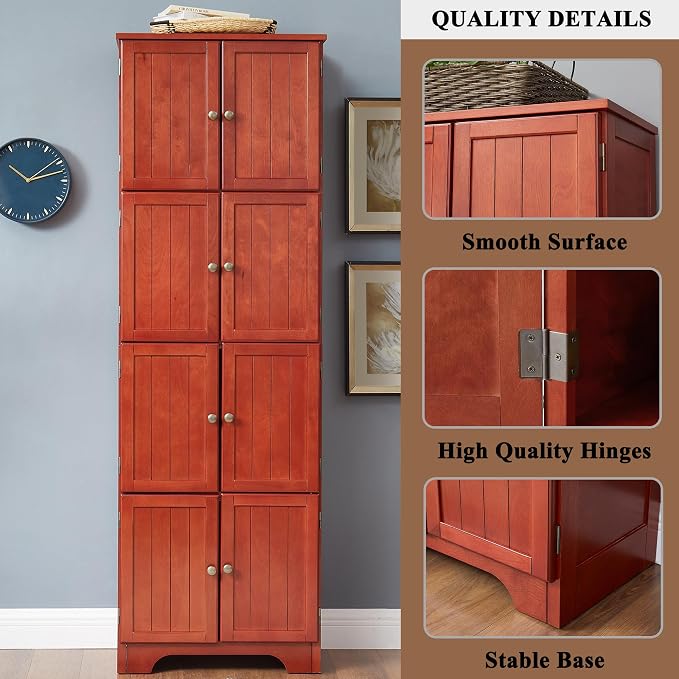 72" Tall Farmhouse Storage Cabinet, 4 Tier Kitchen Pantry Cabinet - Image 3