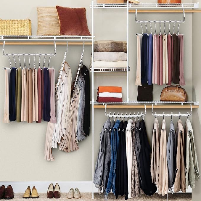 Upgrade 9 Layers Pants Hangers Space Saving, 2 Pack Multifunctional Pants Rack - Image 6