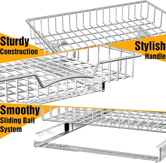 Simple Houseware Under Cabinet Pull Out Sliding Shelf Drawer, 21Dx17W | - Image 6