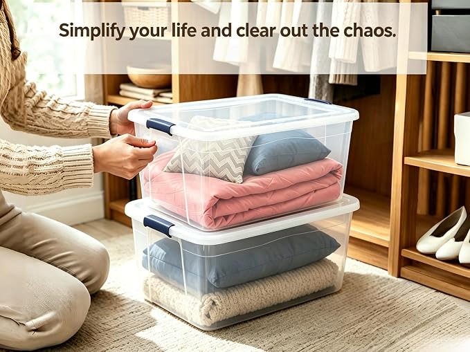 Clothes Storage Bins​ with Lids, 2 Pack, 105 Quart Clear Plastic Containers - Image 5