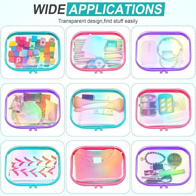 Sanwuta 6 Pcs Clear Hard Zipper Case Hard Plastic Zipper Pouches Transparent - Image 7