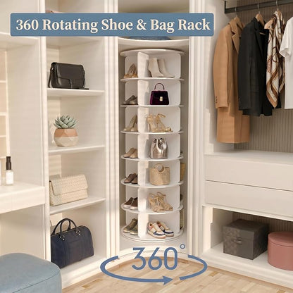 Cushore 7 Tier Rotating Shoe Rack Tower, 360° Spinning Shoe Display Lazy Susan - Image 4