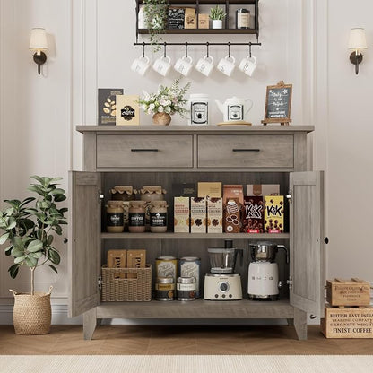 HORSTORS Farmhouse Kitchen Storage Cabinet, Small Buffet, Coffee Bar, 35.8"W - Image 6