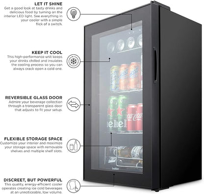 Ivation 101 Can Beverage Refrigerator, Freestanding Ultra Cool Mini Drink Fridge - Image 5