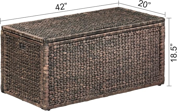 eHemco Wicker Storage Trunk, Metal Frame, Heavy-duty, Water Hyacinth - Image 5