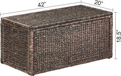 eHemco Wicker Storage Trunk, Metal Frame, Heavy-duty, Water Hyacinth - Image 5