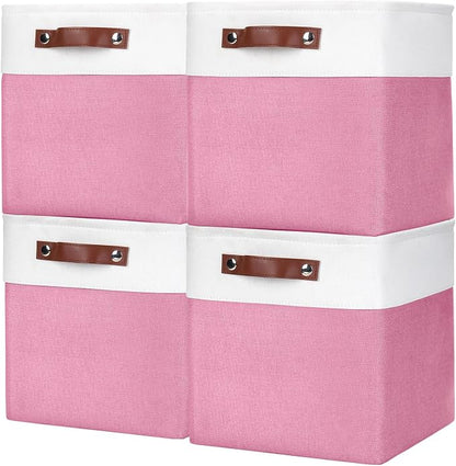 Collapsible Fabric Storage Cubes 11x11 Cube Storage Bins, 4 Pack Closet Baskets by Bagnizer
