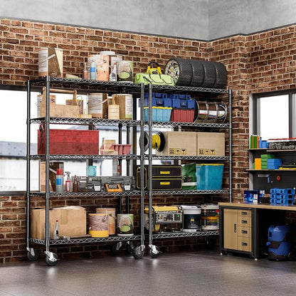Wire Shelving with Wheels for Garage, 48” Heavy Duty Utility Storage Shelf | - Image 6