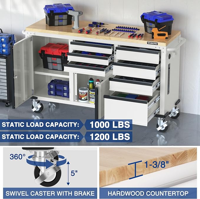 WORKPRO 62" Rolling Tool Chest, Heavy Duty Mobile Tool Storage Cabinet - Image 6