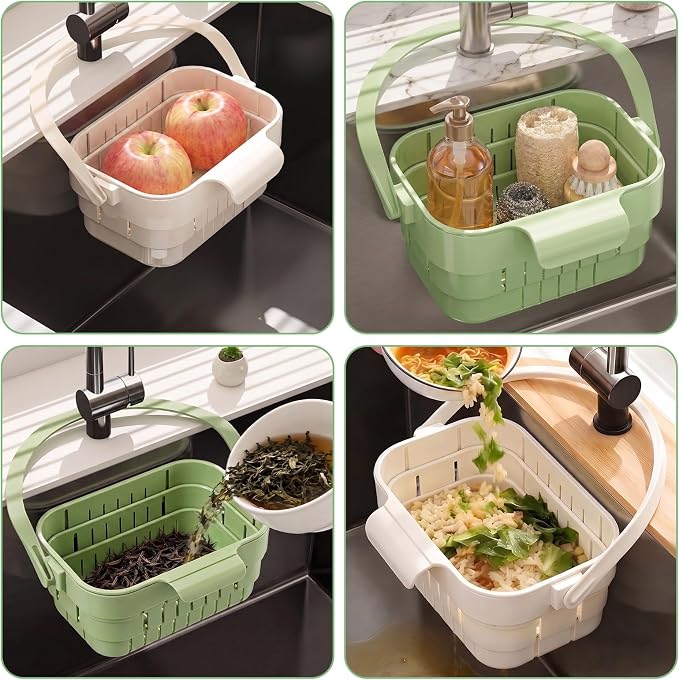 Foldable Hanging Sink Drain Basket Space Saving Colander - Image 6