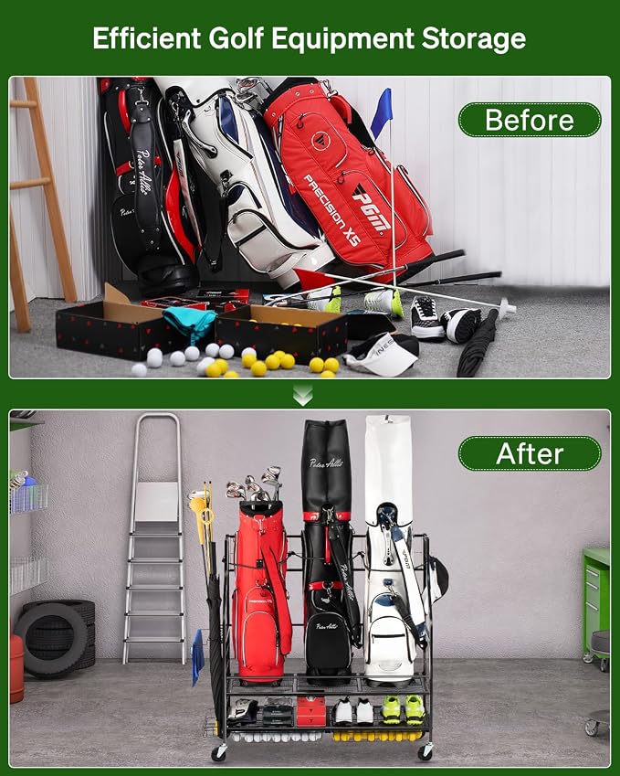 Golf Bag Storage Garage Organizer- Golf Bag Stand Fit - Image 5