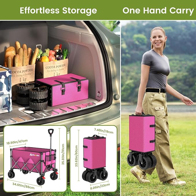 Blomoba Collapsible Wagon Cart, 150L Foldable Wagon - Image 3