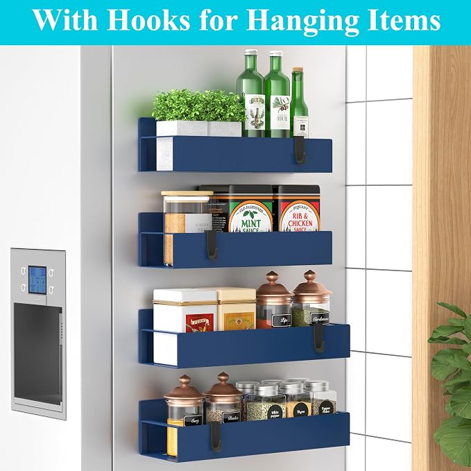 Metal Magnetic Spice Rack for Refrigerator Royal Blue, 4 Pack | Magnetic - Image 2