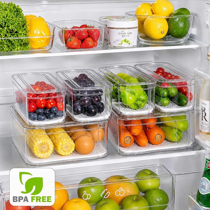 SMRCAD 10 Pack Clear Fridge Organizer Bins - Image 3