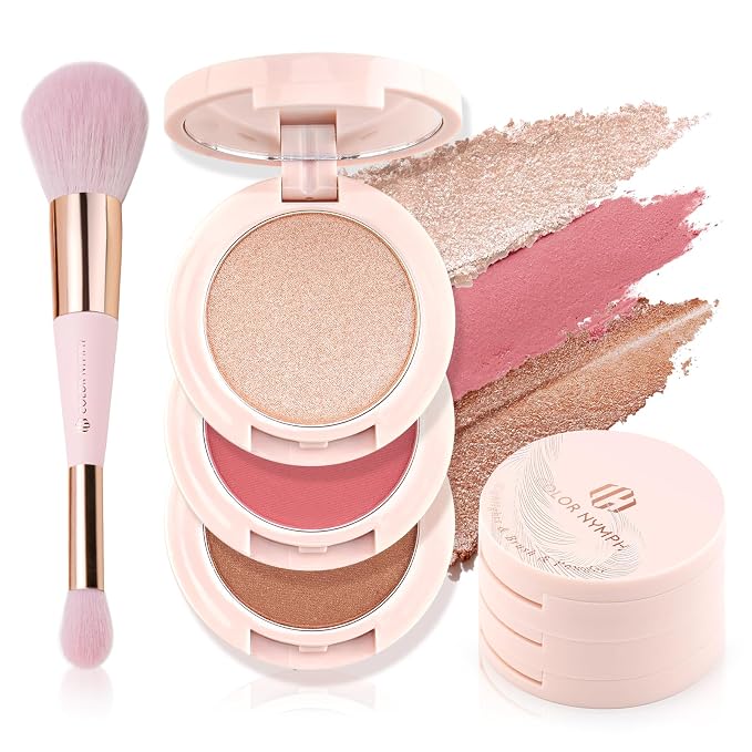 Color Nymph 3 Colors Contour Blush Highlighter Makeup Palette | 3-IN-1 by ColorNymph