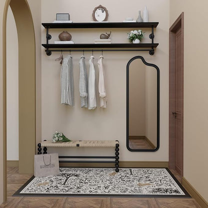 Black Clothes Rack 70in, 2-Tier Wall Mounted Garment Rack - Image 6