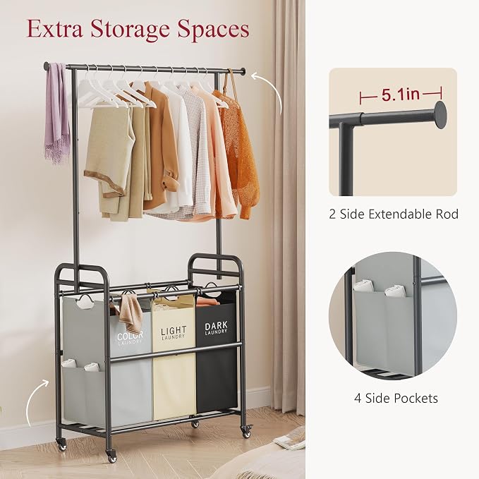 Tajsoon Laundry Sorter Cart - Image 4