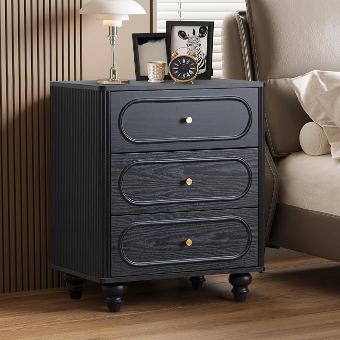 ORRD 3 Drawer Fluted Dresser for Bedroom Set of 2, Mid Century Modern Chest of - Image 6