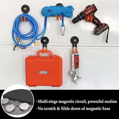 ULIBERMAGNET Garage Strong Magnetic Hooks, 2 Pack Black Heavy Duty Large J Hooks - Image 4