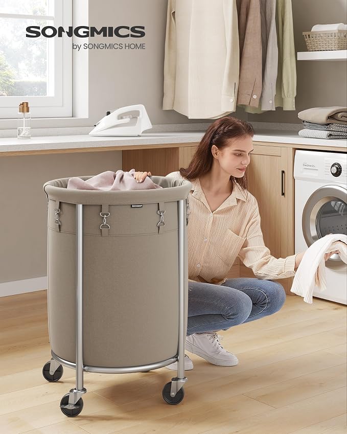 SONGMICS Laundry Basket, Rolling Steel Frame - Image 2