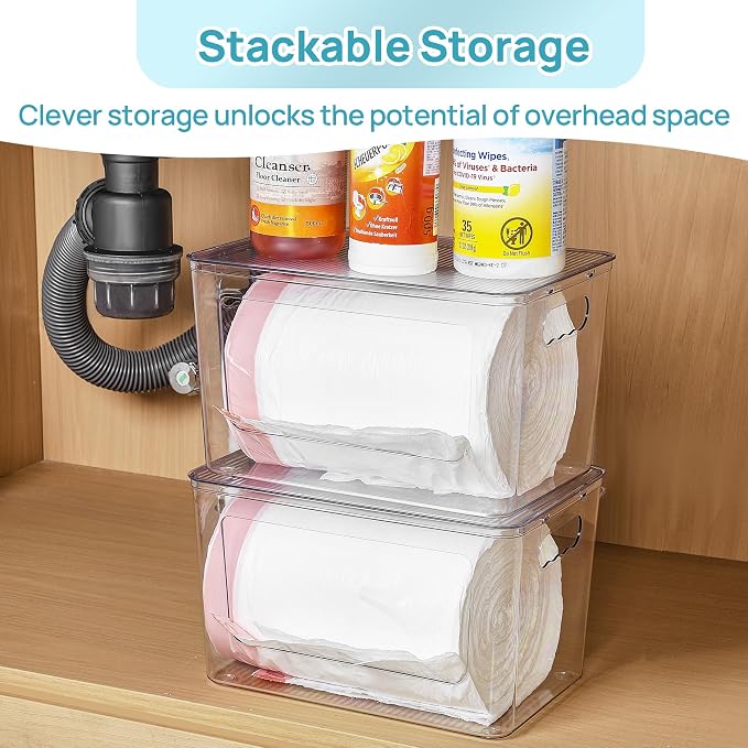 Vtopmart 2 Pack Clear Trash Bag Holder, Stackable Garbage Bag Dispenser | Trash - Image 5