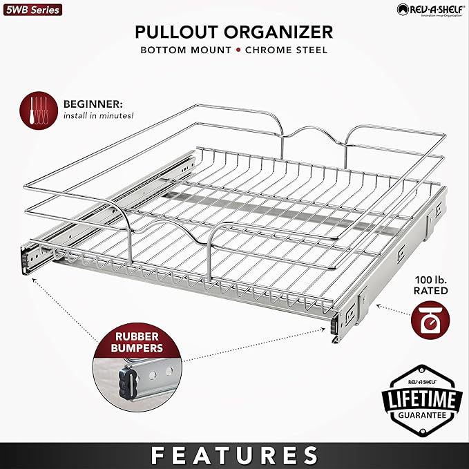 Rev-A-Shelf Kitchen Cabinet Pullout Shelf and Drawer Organizer Slide Out Pantry - Image 3