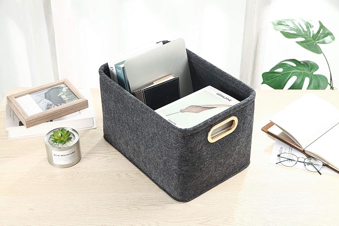 Collapsible Storage Bins Foldable Felt Fabric Storage Basket Organizer Boxes - Image 2