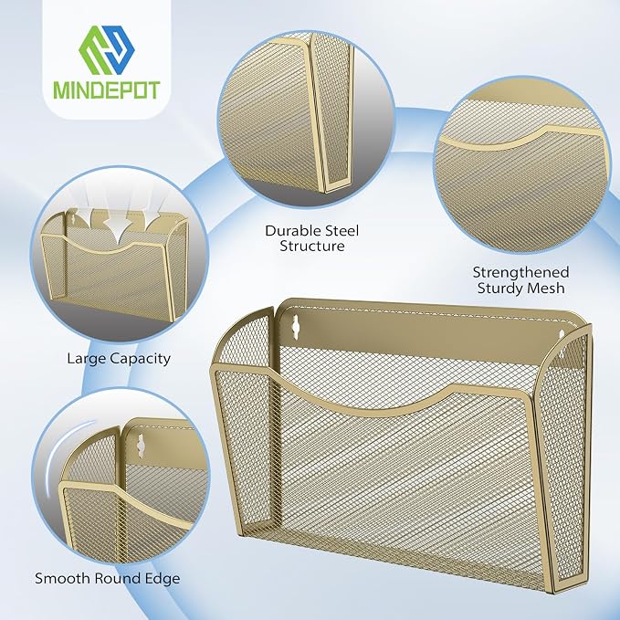 MINDEPOT Wall File Organizer, Hanging Wall File Holder, 6 Pack, Metal Mesh Wall - Image 3