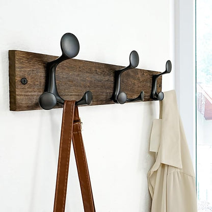 SKOLOO 17-Inch Wood Burnt Coat Rack Wall Mount - Image 2