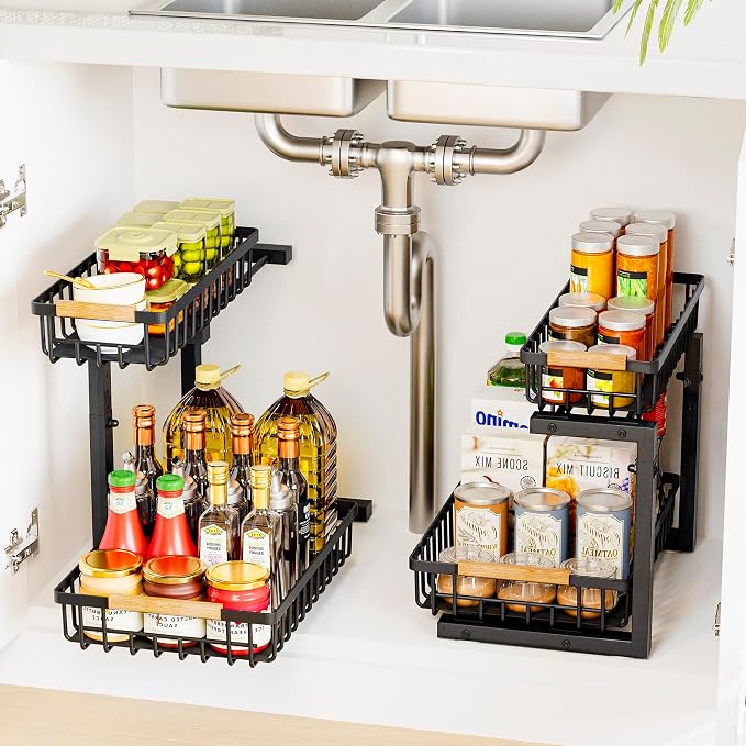 Under Sink Organizers, 2 Tier Pull Out Under Cabinet Organizer，Height - Image 8