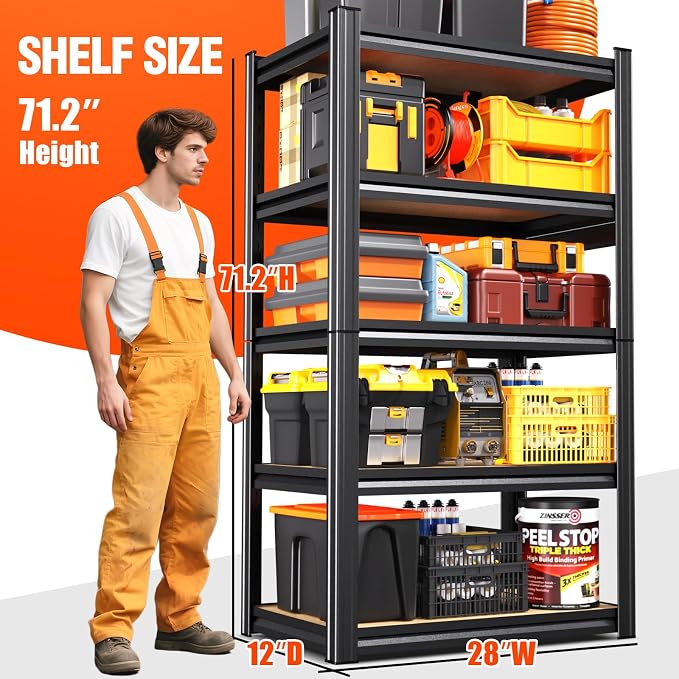 Garage Shelving Heavy Duty 5-Tier Storage Shelves, Adjustable Shelving Unit - Image 3