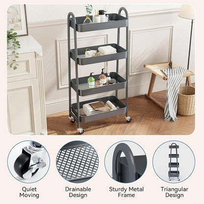 NEWBULIG 4-Tier Metal Rolling Cart - Image 2