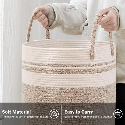 YOUDENOVA Woven Rope Laundry Hamper Basket, 72L Tall Luandry Basket, Baby - Image 3