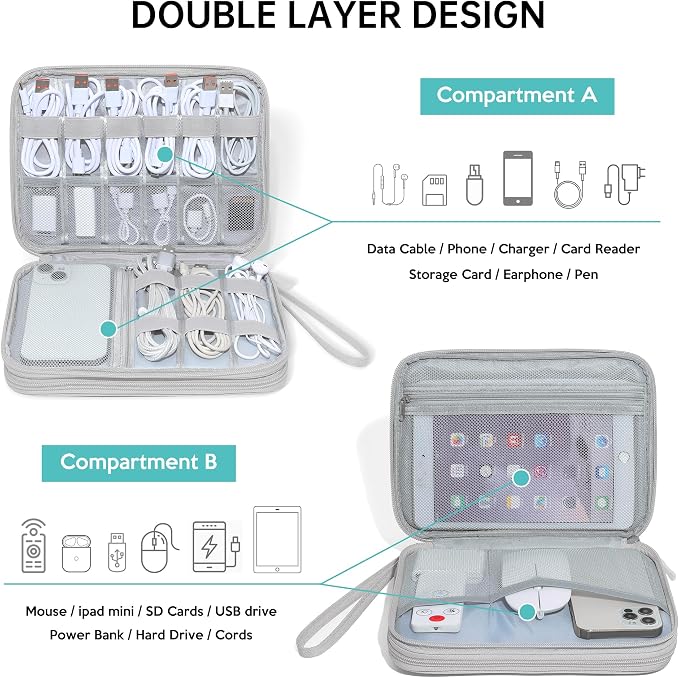 CILLA Electronics Organizer Travel, Travel Cord Organizer Case, Compact - Image 3